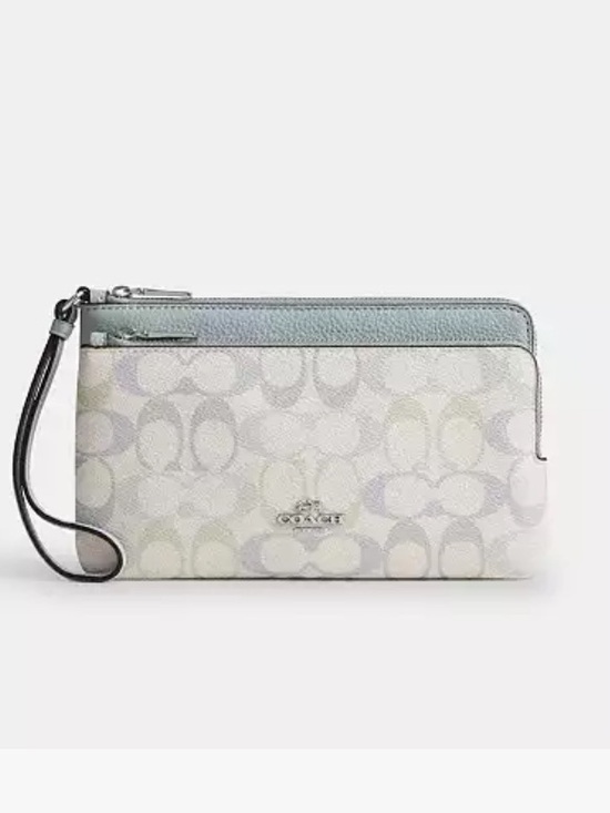 Coach Handbags - New! Coach Pebbled leather double zip wristlet Wallet.